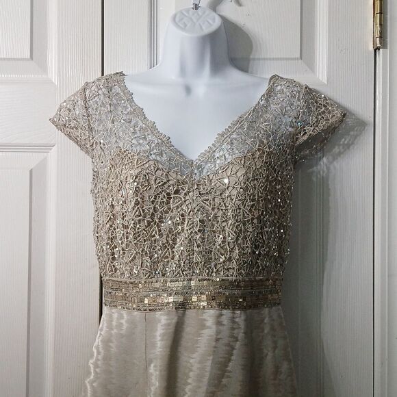 Kay Unger New York crochet sequin overlay mini classy dress Sz 6 - Picture 3 of 9